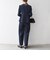 SHIPS any:〈手洗い可能〉ジャカード ノーカラー ペプラム ジャケット［NAVY BLUE］