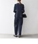 SHIPS any:〈手洗い可能〉ジャカード ノーカラー ペプラム ジャケット［NAVY BLUE］