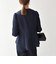 SHIPS any:〈手洗い可能〉ジャカード ノーカラー ペプラム ジャケット［NAVY BLUE］