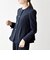 SHIPS any:〈手洗い可能〉ジャカード ノーカラー ペプラム ジャケット［NAVY BLUE］