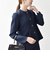 SHIPS any:〈手洗い可能〉ジャカード ノーカラー ペプラム ジャケット［NAVY BLUE］