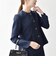 SHIPS any:〈手洗い可能〉ジャカード ノーカラー ペプラム ジャケット［NAVY BLUE］