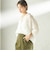 〈手洗い可能〉IMPERIAL LINEN 混 バンドカラー スキッパー シャツ
