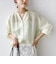 〈手洗い可能〉IMPERIAL LINEN 混 バンドカラー スキッパー シャツ