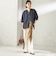 〈手洗い可能〉IMPERIAL LINEN 混 バンドカラー スキッパー シャツ