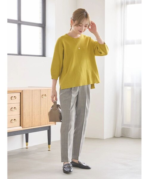 5分袖タックスリーブニットプルオーバー｜アースミュージック