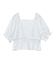 フラワー刺繍フリルヘムブラウス