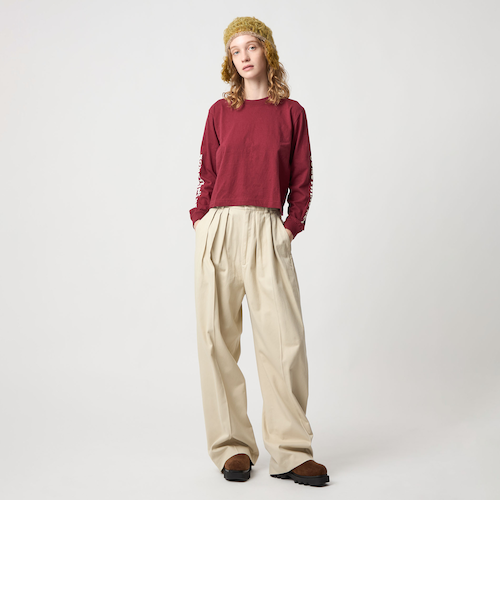 ロク　ベージュ　コットンレーヨンタックパンツ 6(ROKU)＞コットンレーヨン タックパンツ｜エムオーピーオンライン