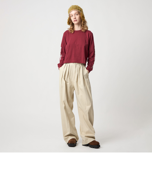 ロク　ベージュ　コットンレーヨンタックパンツ 6(ROKU)＞コットンレーヨン タックパンツ｜エムオーピーオンライン