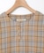 スキッパー チェック柄 ブラウス