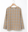 スキッパー チェック柄 ブラウス