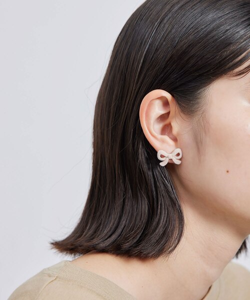 フロッキーリボンピアス｜ロペピクニック / ビス / ジュンレッドの