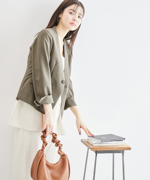 UVカット)リネンライクノーラペルジャケット｜ロペピクニック