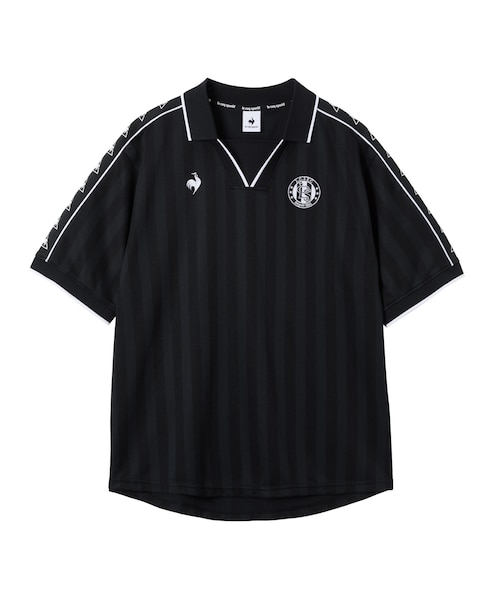 le coq sportif ルコック ストライプゲームシャツ L ルコックスポルティフ le coq sportif ストライプジャガード襟付き