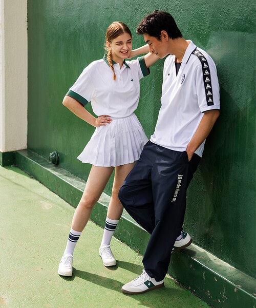 ルコックスポルティフ le coq sportif ストライプジャガード襟付き