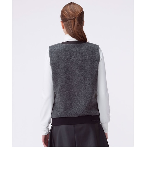 【極希少】ランバンスポーツ ベスト リアルファー フード リバーシブル 黒 紺 ランバン スポール LANVIN SPORT フェイクファーアウターベスト【蓄熱
