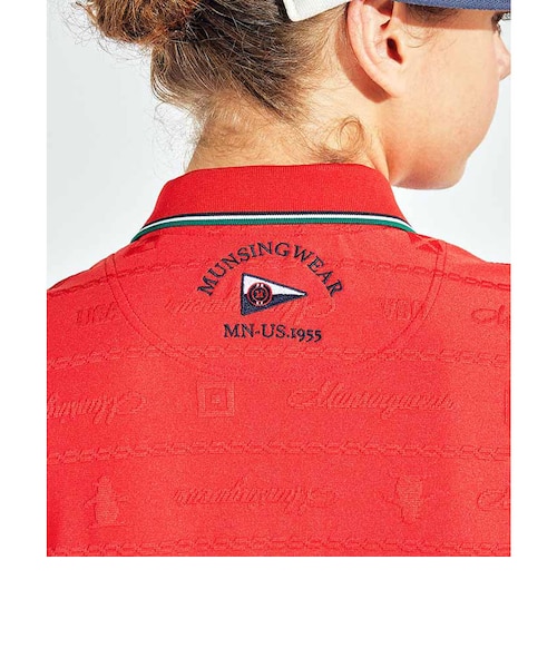 マンシングウェア MUNSINGWEAR 地柄ジャカード半袖ポロシャツ