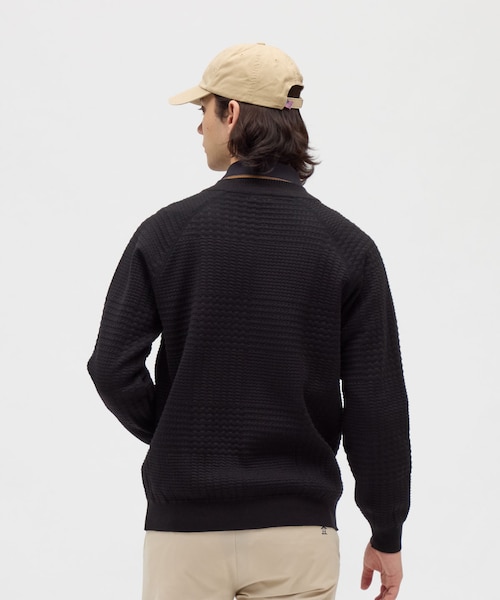 68634　マンシングウエア　セーター　黒　M マンシングウェア MUNSINGWEAR グレンチェックVネックセーター
