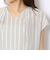 シルクデシンストライプ Vネックブラウス