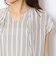 シルクデシンストライプ Vネックブラウス