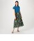 プラッドリーフプリント ティアードロングスカート