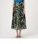 プラッドリーフプリント ティアードロングスカート
