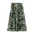 プラッドリーフプリント ティアードロングスカート