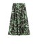 プラッドリーフプリント ティアードロングスカート