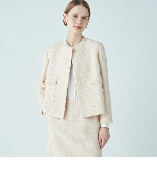 ミックスヤーンツイード ノーカラージャケット｜トゥモロ－ランドの