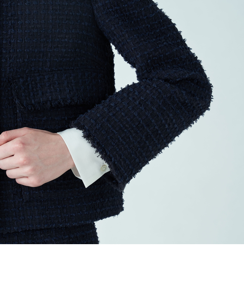 Ballsey ミックスヤーンツイード ノーカラージャケット TOMORROWLAND｜ミックスヤーンツイード ノーカラージャケット