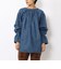 コットンデニム ギャザーネックチュニックブラウス