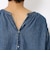 コットンデニム ギャザーネックチュニックブラウス