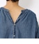 コットンデニム ギャザーネックチュニックブラウス