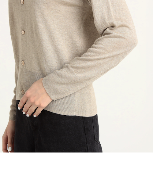 プレーンリネン クルーネックカーディガン｜トゥモロ－ランドの