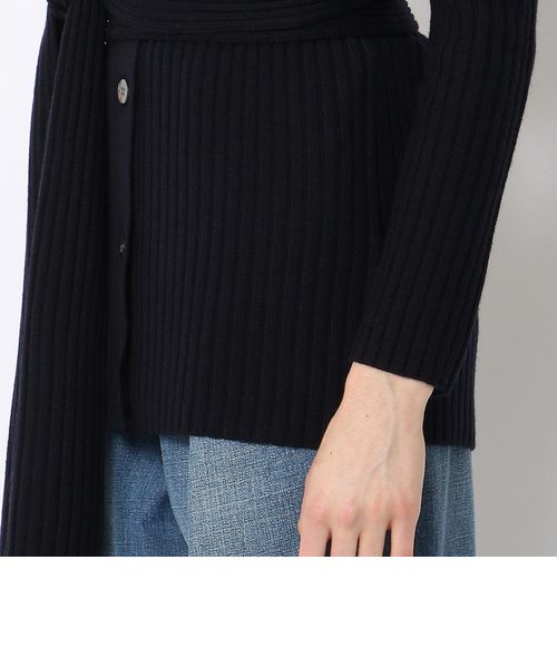 別注】金子綾xMACPHEE ウールリブ Vネックベルテッドカーディガン