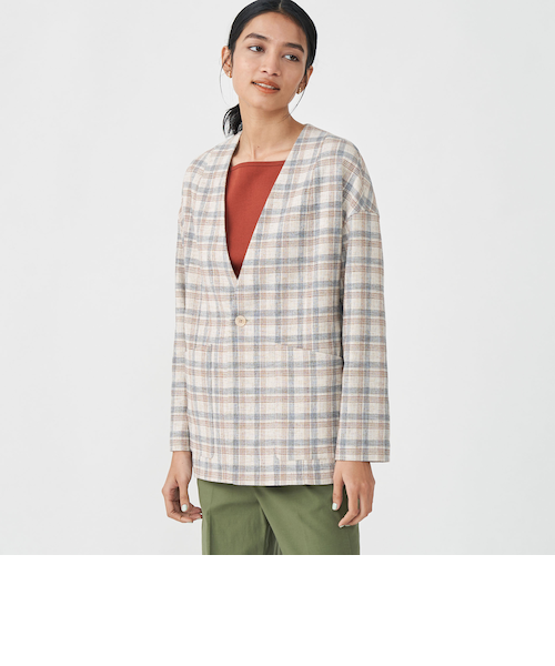 TOMORROWLAND MACPHEE ノーカラー ツイード ジャケット セール】マルチツイード ラウンドカラージャケット（ノーカラー