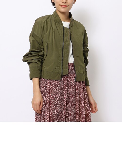 自由区 MEMORY BICOLOR ウエストシェイプ ショートブルゾン カーキ MinoriTY（マイノリティ） ブルゾン アウター 「MinoriTY」とろみ素材