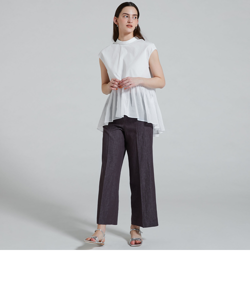 ホワイトコンビネーション ギャザーフレアブラウス｜トゥモロ－ランド