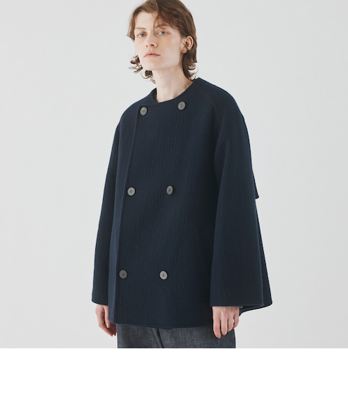 ランダムウール カラーレスショートトレンチコート TOMORROWLAND｜ランダムウール カラーレスショートトレンチコート