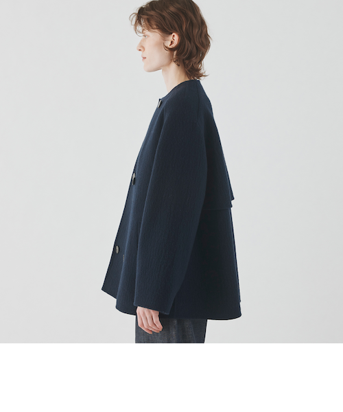 ランダムウール カラーレスショートトレンチコート ランダムウール カラーレスショートトレンチコート｜トゥモロ－ランド