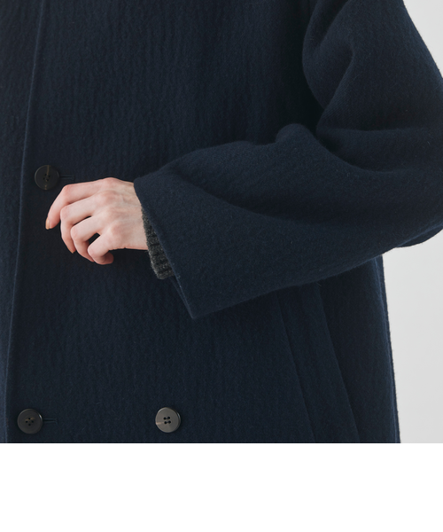 ランダムウール カラーレスショートトレンチコート｜トゥモロ－ランド