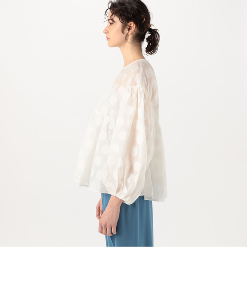 ドットカットジャカード ペプラムブラウス｜トゥモロ－ランドの