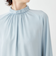 ウォッシャブルサテン スタンドギャザーカラーブラウス