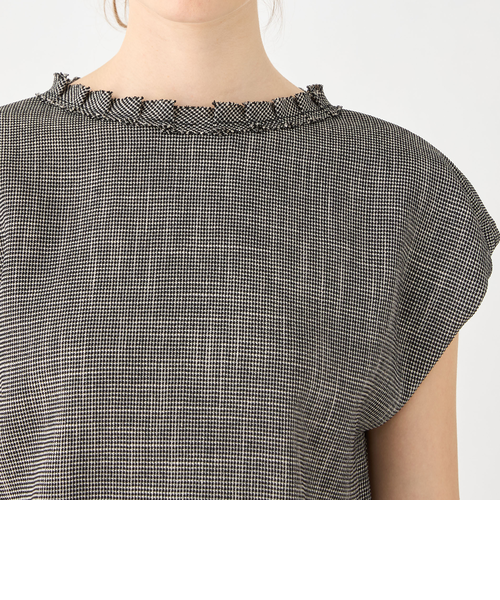 タイムセール！ポリエステルレーヨンカラミ フレンチスリーブブラウス Ballsey 【Ballsey】ポリエステルレーヨンカラミ フレンチ