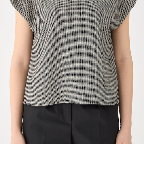 ポリエステルレーヨンカラミ フレンチスリーブブラウス｜トゥモロ