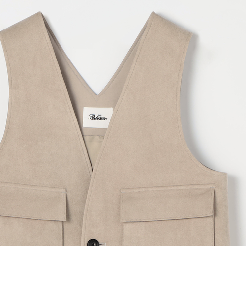 トゥモローランド THE RERACS BIG VEST メンズ ベージュ48 Edition×THE RERACS Collaboration Label V NECK POCKET VEST