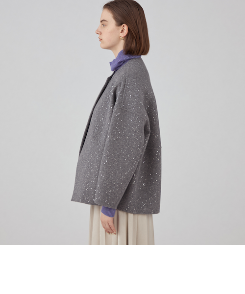 say____♡さま専用Ballseyスパンコールリバー ショートコクーンコート セール】スパンコールリバー ショートコクーンコート（ノー