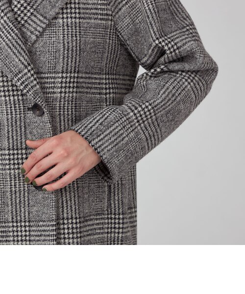 ウールカシミヤグレンチェック ショートコート｜トゥモロ－ランドの