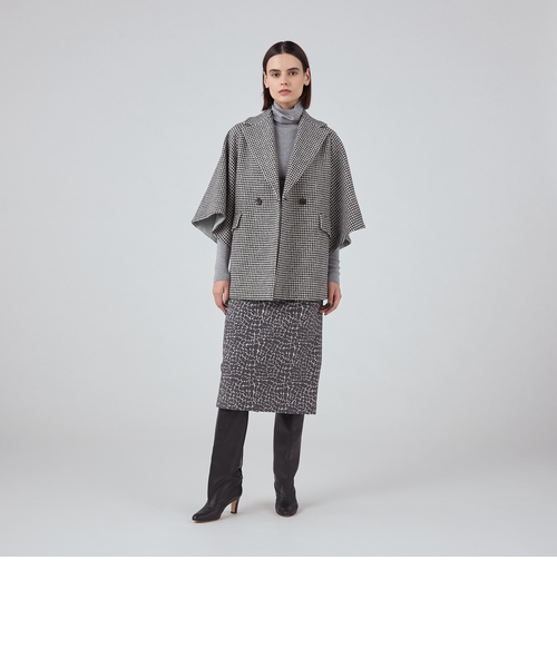 ウールカシミヤシェファード フレアスリーブショートコート｜トゥモロ