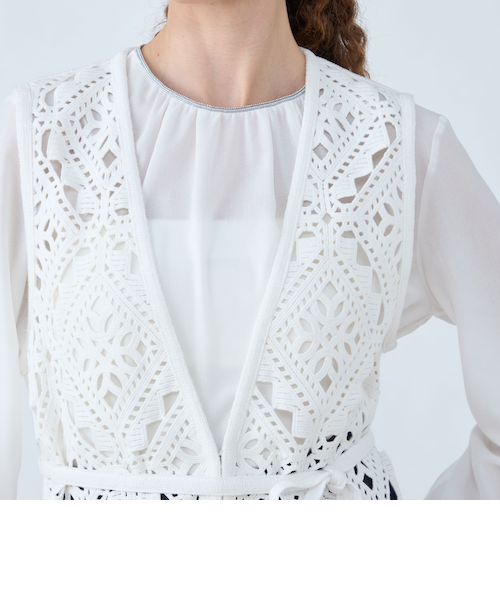 ballsey ダイヤモチーフエンブロイダリー ロングジレ トゥモローランド Ballsey ダイヤモチーフエンブロイダリー